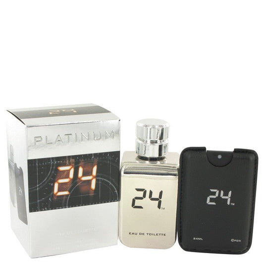 24 Platinum The Fragrance by ScentStory Eau De Toilette Spray + 0.8 oz Mini Pocket Spray 3.4 oz for Men - Thesavour