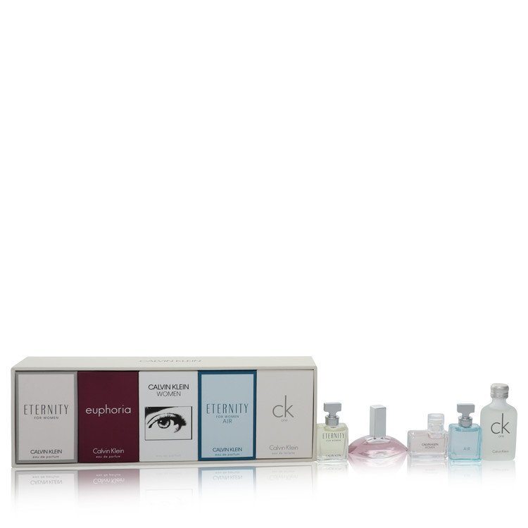 Calvin Klein Woman by Calvin Klein Gift Set -- .17 oz Mini EDP in Eternity for Women + .13 oz Mini EDP in Euphoria + .17 oz Mini EDP in Calvin Klein Woman + .17 Mini EDP in Eternity Air + .33 oz Mini EDT in CK One for Women - Thesavour