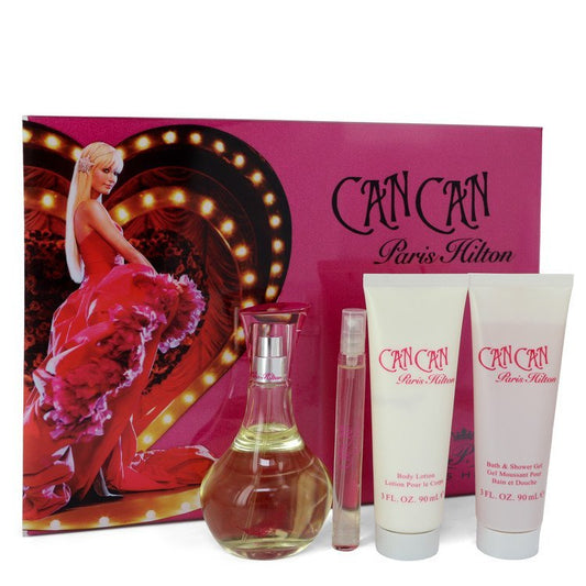 Can Can by Paris Hilton Gift Set -- 3.4 oz Eau De Parfum Spray + 3 oz Body Lotion + 3 oz Shower Gel + .34 oz Mini EDP Spray for Women - Thesavour