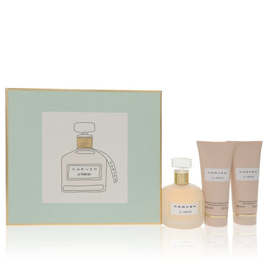 Carven Le Parfum by Carven Gift Set -- 3.4 oz Eau De Parfum Spray + 3.4 oz Body Milk + 3.4 oz Shower Gel for Women - Thesavour