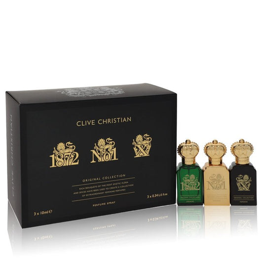 Clive Christian X by Clive Christian Gift Set -- Travel Set Includes Clive Christian 1872 Feminine, Clive Christian No 1 Feminine, Clive Christian X Feminine all in .34 oz Pure Perfume Sprays for Women - Thesavour