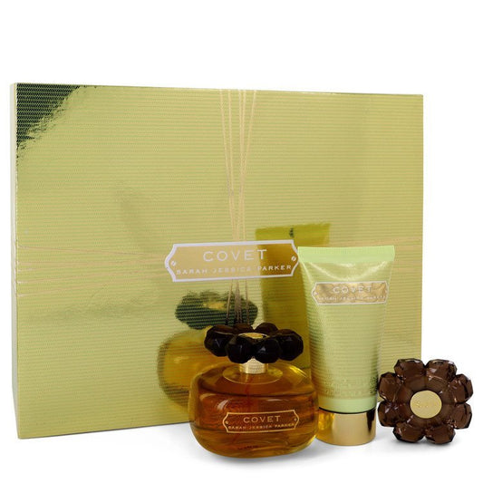 Covet by Sarah Jessica Parker Gift Set -- 3.4 oz Eau De Parfum Spray + 2.5 oz Body Loiton + Perfume Compact for Women - Thesavour