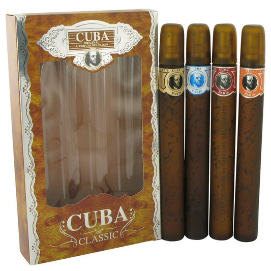 CUBA BLUE by Fragluxe Gift Set -- Cuba Variety Set includes All Four 1.15 oz Sprays, Cuba Red, Cuba Blue, Cuba Gold and Cuba Orange for Men - Thesavour