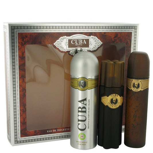 Cuba Gold by Fragluxe Gift Set -- 3.3 oz Eau De Toilette Spray + 3.3 oz After Shave Spray + 6.7 oz Body Deodorant Spray for Men - Thesavour