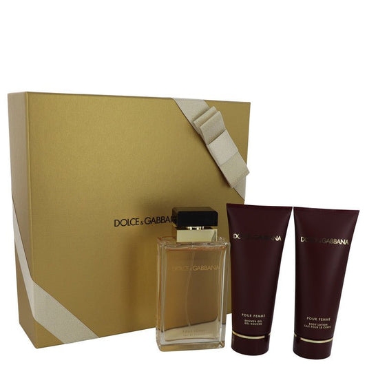 Dolce & Gabbana Pour Femme by Dolce & Gabbana Gift Set -- 3.4 oz Eau De Parfum Spray + 3.4 oz Shower Gel + 3.4 oz Body Lotion for Women - Thesavour