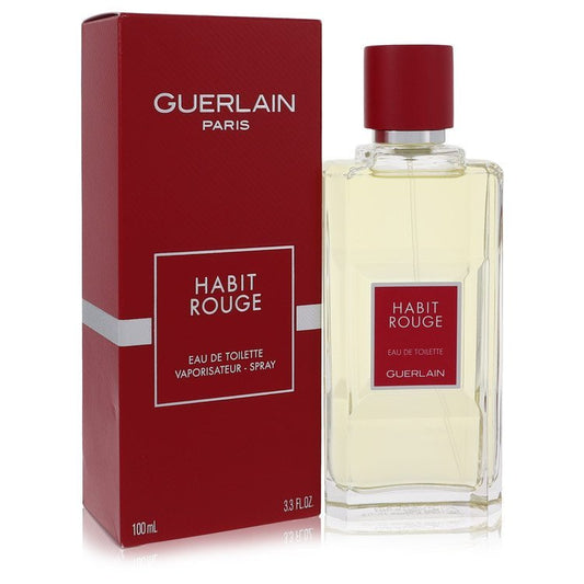HABIT ROUGE by Guerlain Gift Set -- 3.4 oz Eau De Toilette Spray + 2.6 oz Shower Gel + Travel Bag for Men - Thesavour