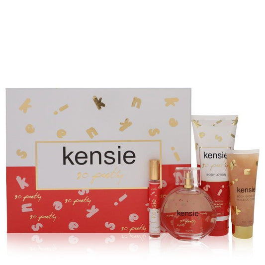 Kensie So Pretty by Kensie Gift Set -- 3.4 oz Eau De Parfum Spray + .34 oz Mini EDP Spray + 2.5 oz Body Glow Oil + 6.8 oz Body Lotion for Women - Thesavour