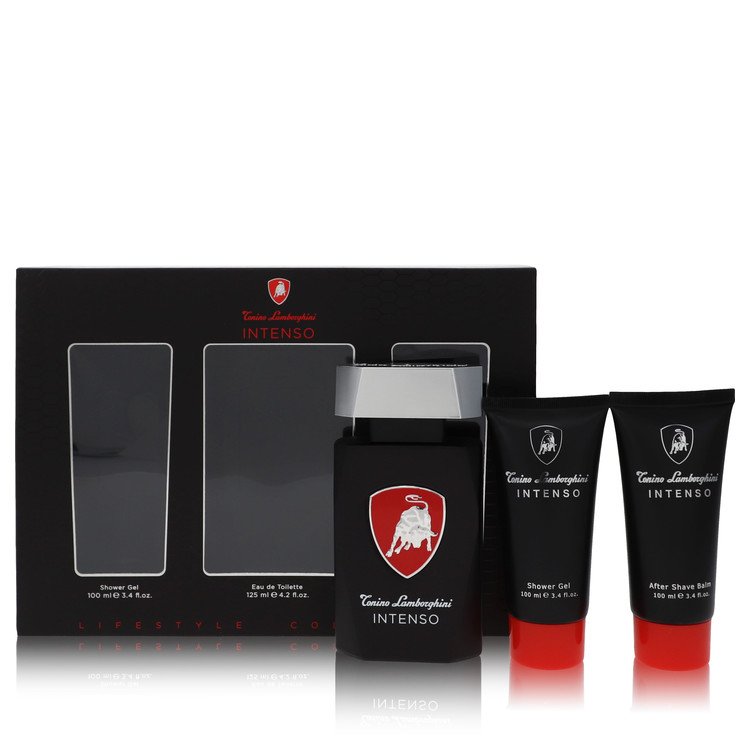 Lamborghini Intenso by Tonino Lamborghini Gift Set -- 4.2 oz Eau De Toilette Spray + 3.4 oz Shower Gel + 3.4 oz After Shave Balm for Men - Thesavour