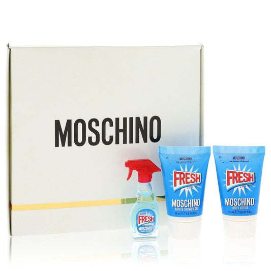 Moschino Fresh Couture by Moschino Gift Set -- .17 oz Mini EDP Spray + .8 oz Body Lotion + .8 oz Shower Gel for Women - Thesavour