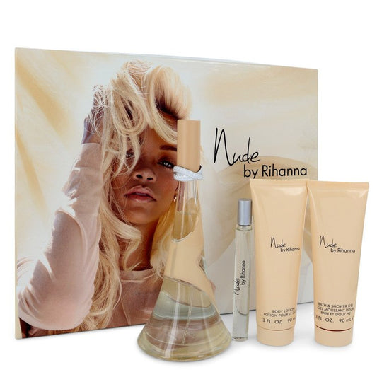 Nude by Rihanna by Rihanna Gift Set -- 3.4 oz Eau De Parfum Spray + 3 oz Body Lotion + 3 oz Shower Gel + .33 oz Mini EDP Spray for Women - Thesavour