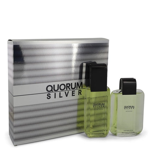 Quorum Silver by Puig Gift Set -- 3.4 oz Eau De Toilette Spray + 3.4 oz After Shave for Men - Thesavour