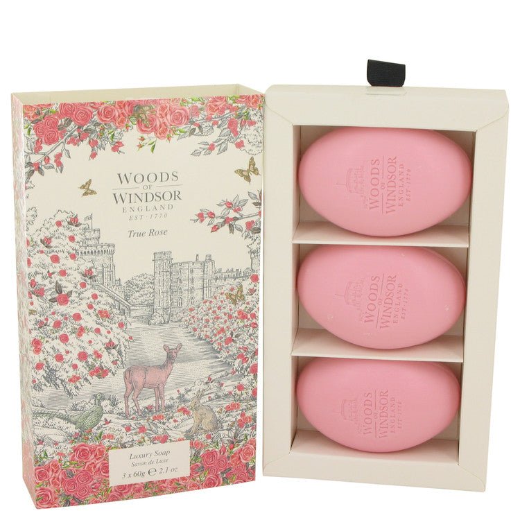 True Rose by Woods of Windsor Three 2.1 oz Luxury Soaps 2.1 oz for Women - Thesavour