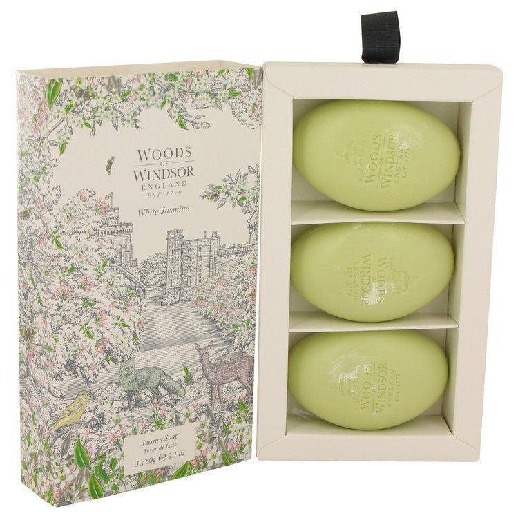 White Jasmine by Woods of Windsor Three 2.1 oz Luxury Soaps 2.1 oz for Women - Thesavour