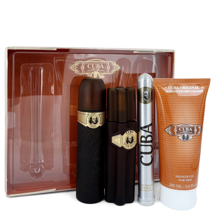 Cuba Gold by Fragluxe Gift Set -- 3.3 oz Eau De Toilette Spray + 1.17 oz Eau De Toilette Spray + 3.3 oz After Shave + 6.7 oz Shower Gel for Men - Thesavour