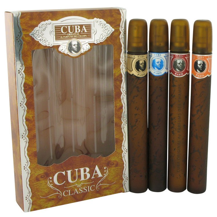 CUBA RED by Fragluxe Gift Set -- Cuba Variety Set includes All Four 1.15 oz Sprays, Cuba Red, Cuba Blue, Cuba Gold and Cuba Orange for Men - Thesavour