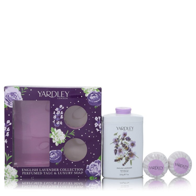 English Lavender by Yardley London Gift Set -- 7 oz Perfumed Talc + 2-3.5 oz Soap for Women - Thesavour