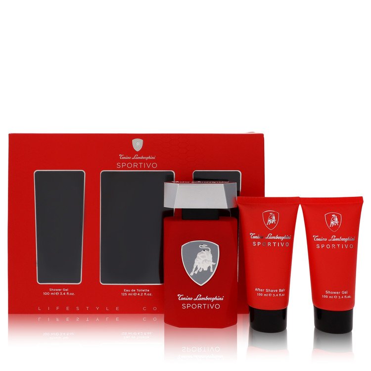 Lamborghini Sportivo by Tonino Lamborghini Gift Set -- 4.2 oz Eau De Toilette Spray + 3.4 oz Shower Gel + 3.4 oz After Shave Balm for Men - Thesavour