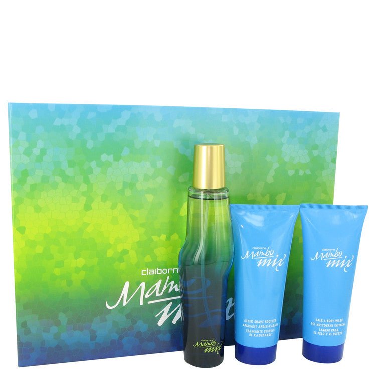 Mambo Mix by Liz Claiborne Gift Set -- 3.4 oz Eau De Cologne Spray + 3.4 oz After Shave Soother + 3.4 oz Shower Gel for Men - Thesavour