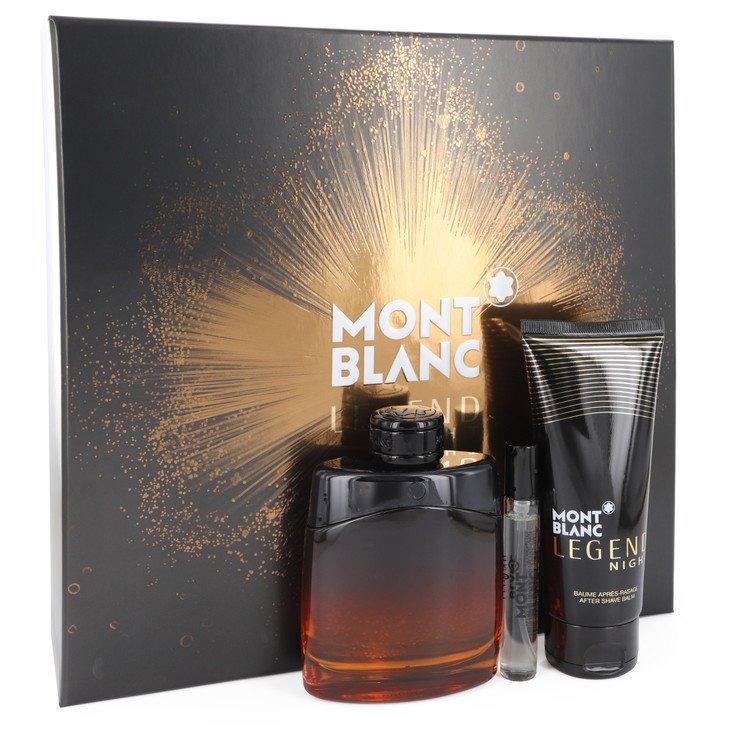 Montblanc Legend Night by Mont Blanc Gift Set -- 3.3 oz Eau De Parfum Spray +.25 oz Mini EDP Spray + 3.3 oz After Shave Balm for Men - Thesavour