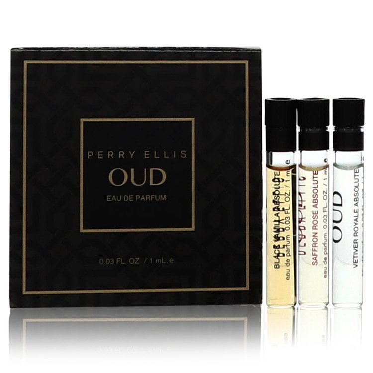 Perry Ellis Oud Black Vanilla Absolute by Perry Ellis Gift Set -- Vial Set Includes Black Vanilla Absolute, Saffron Rose Absolute, Vetiver Royale Absolute all .03 oz Vials for Women - Thesavour