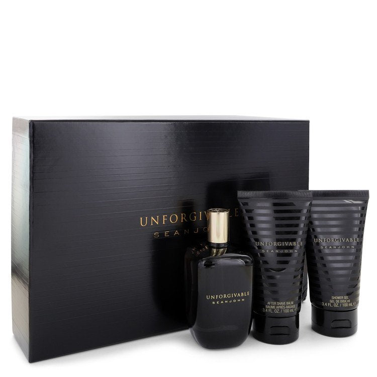 Unforgivable by Sean John Gift Set -- 4.2 oz Eau De Toilette Spray + 3.4 oz Shower Gel + 3.4 oz After Shave Balm for Men - Thesavour